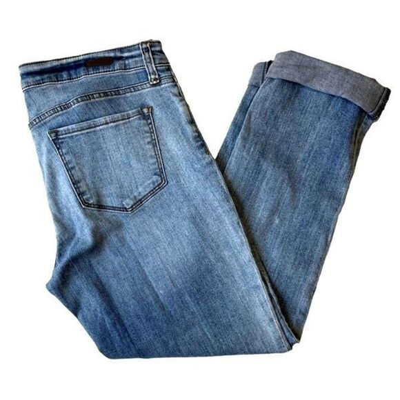 KUT Distressed Boyfriend Roll Up Mid Rise Denim Jeans - Women’s 10 - Picture 1 of 7